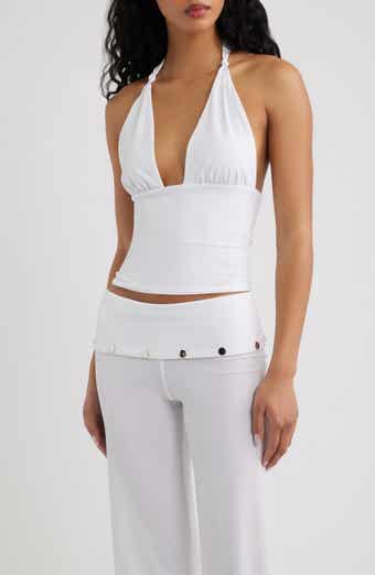 Jade Knit Plunge Halter Top