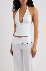 Bella Venice Jade Knit Plunge Halter Top