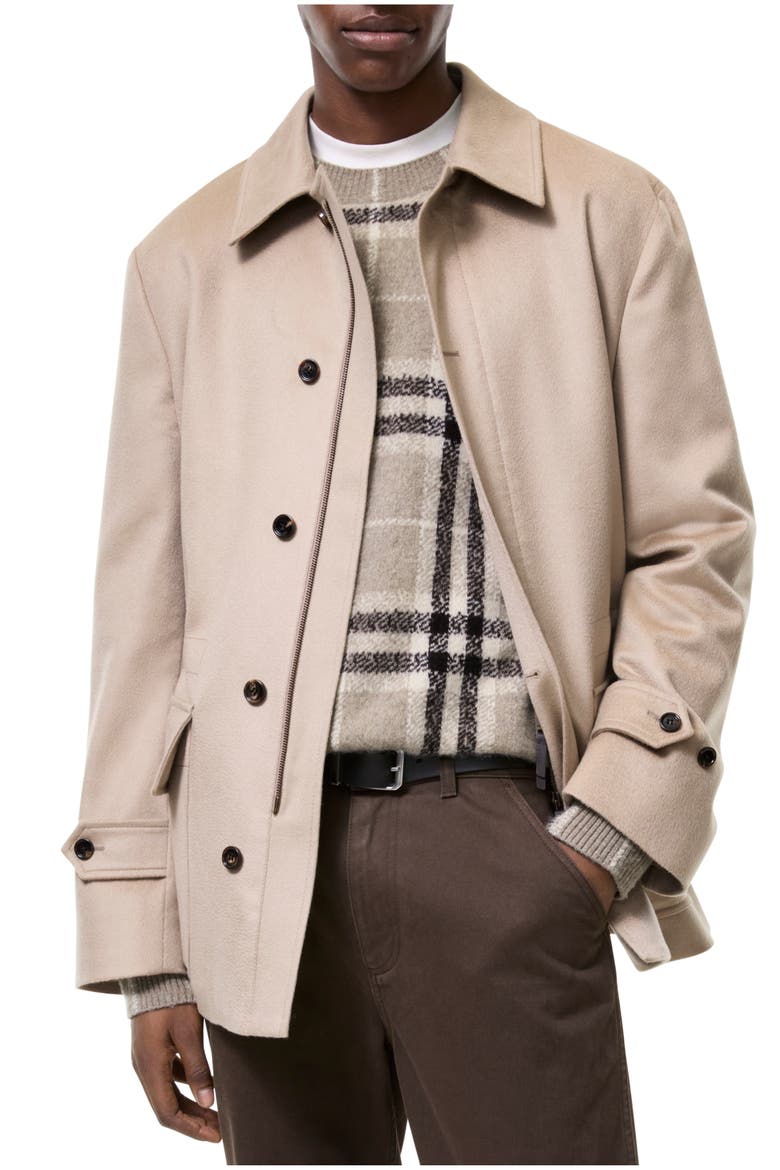Short Cashmere Scafell Car Coat, Main, color, Light honey beige