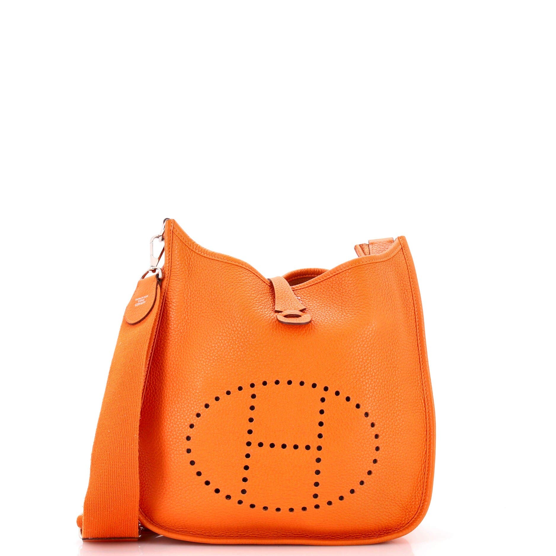 Pre-Owned Hermes Evelyne Bag Gen III Clemence PM, Main, color, Orange H