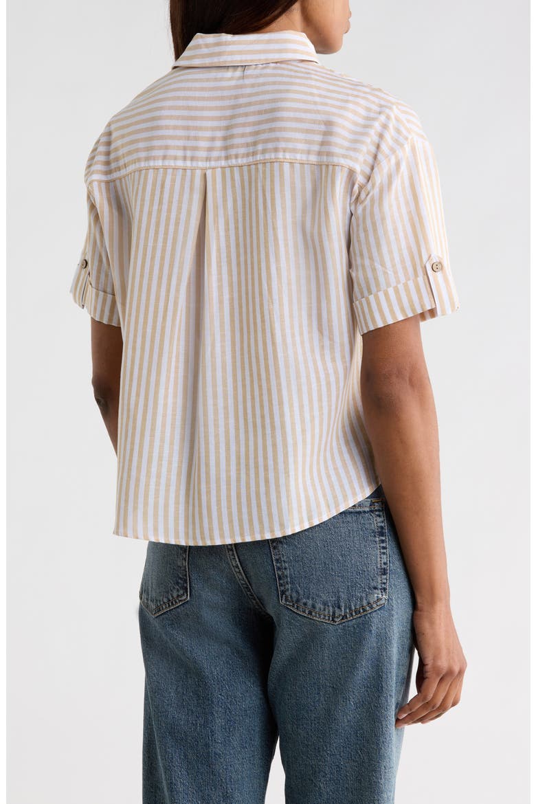 Stripe Camp Shirt, Alternate, color, MOCHA/ WHITE STRIPE