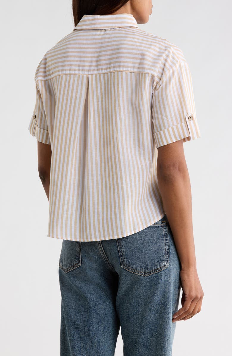 JASON WU Stripe Camp Shirt, Alternate, color, Mocha/ White Stripe