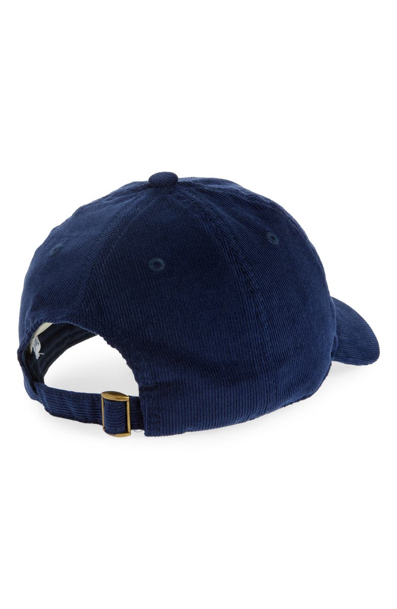 Clare V. Corduroy Baseball Hat, Alternate, color, Navy W/ Bright Poppy
