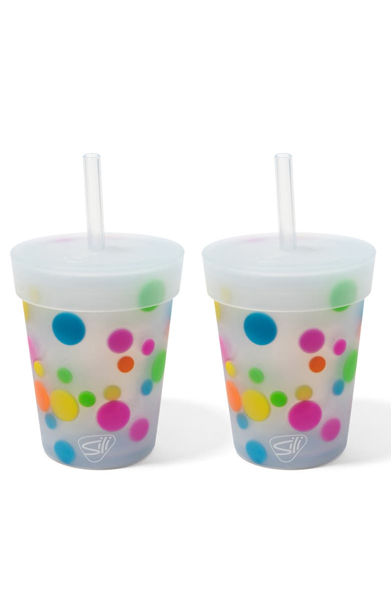 Silipint Kids Straw Tumblers 8oz, 4 Pack, Alternate, color, Multicolored