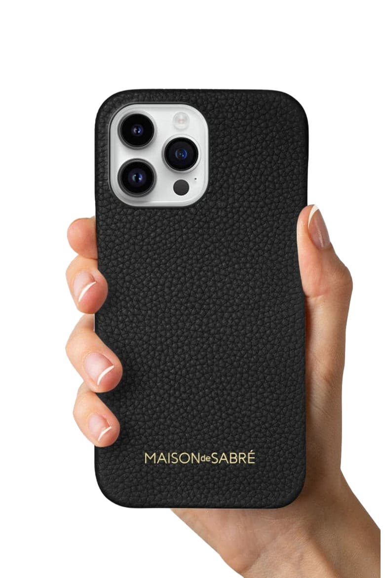 Leather Phone Case iPhone 14 Pro, Alternate, color, Black Caviar