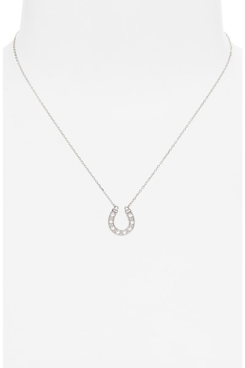 Pavé Crystal Horseshoe Pendant Necklace, Alternate, color, SILVER