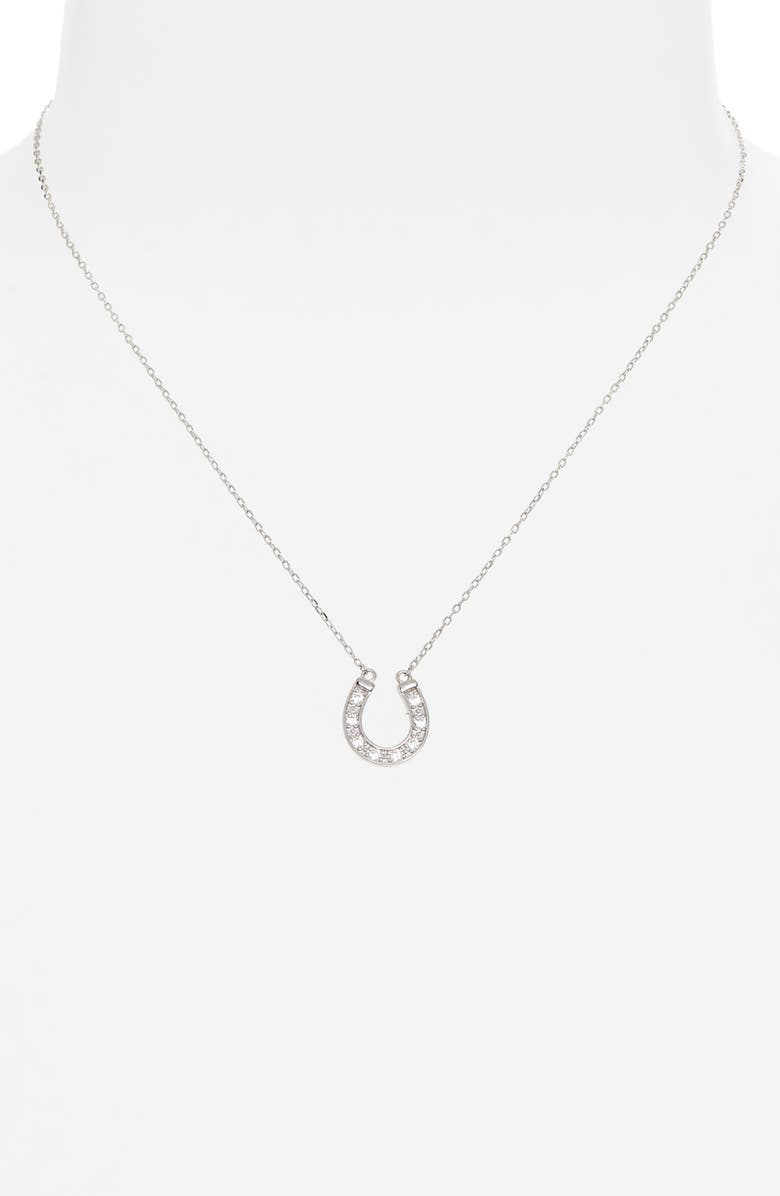 ARGENTO VIVO Pavé Crystal Horseshoe Pendant Necklace, Alternate, color, Silver