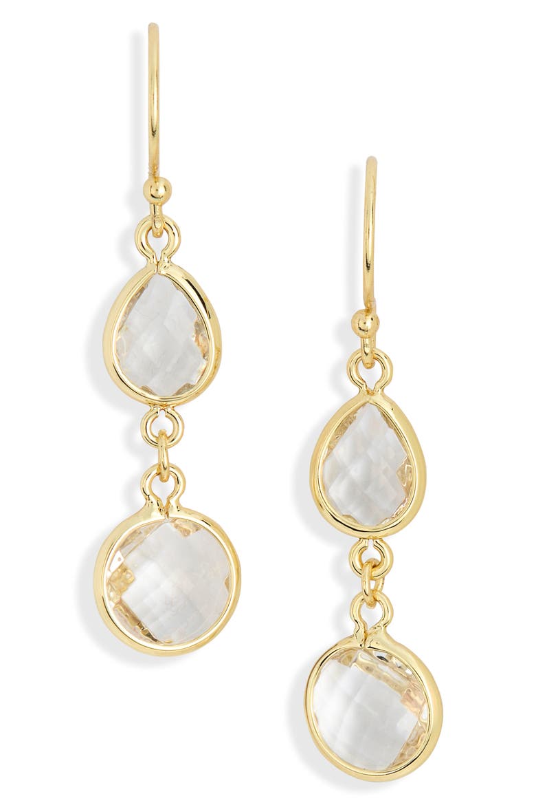 Floating Cubic Zirconia Drop Earrings, Main, color, CLEAR- GOLD