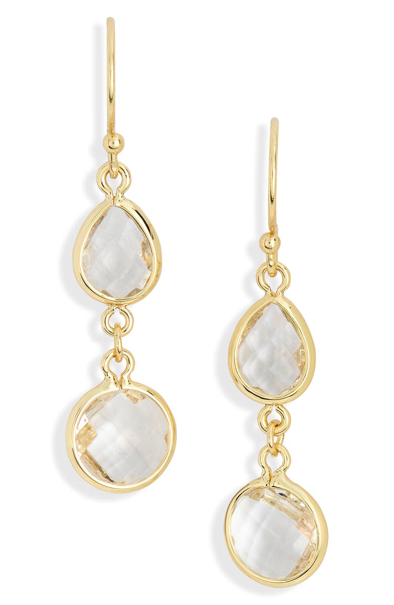 NORDSTROM RACK Floating Cubic Zirconia Drop Earrings, Main, color, Clear- Gold