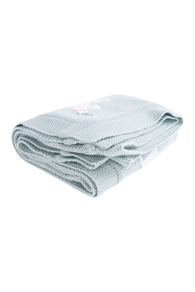 Soft Cotton Knit Baby Blanket with Decorative Dog Design, Blue, Alternate, color, Blue