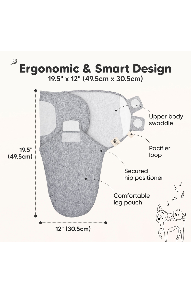 KeaBabies 3-Pack Soothe Swaddle Wraps, Alternate, color, Cloud