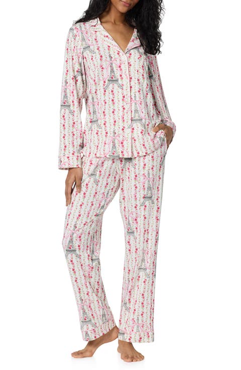 Print Stretch Cotton Pajamas (Regular & Plus)