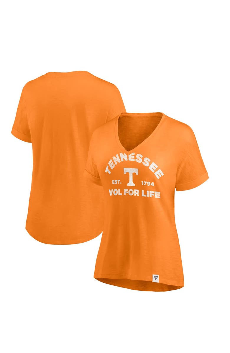 FANATICS Women's Fanatics Tennessee Orange Tennessee Volunteers True Classics Slub Flowy V-Neck T-Shirt, Main, color, 