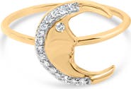 Haus of Brilliance 10K Yellow Gold 1/10 Cttw Diamond Crescent Moon Ring