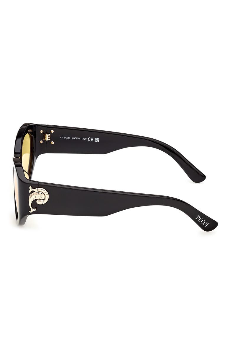 54mm Cat Eye Sunglasses, Alternate, color, BLACK / FISHTAIL LOGO / AMBER