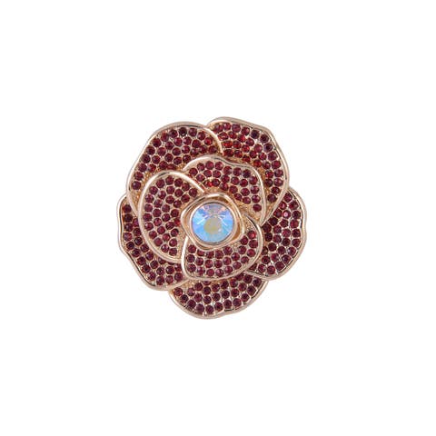 Red Stone Rose Pin