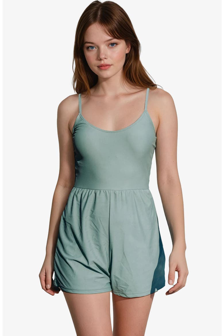 Calysa Ivy Short Swim Romper With Built-In Bra and Hidden Shorts