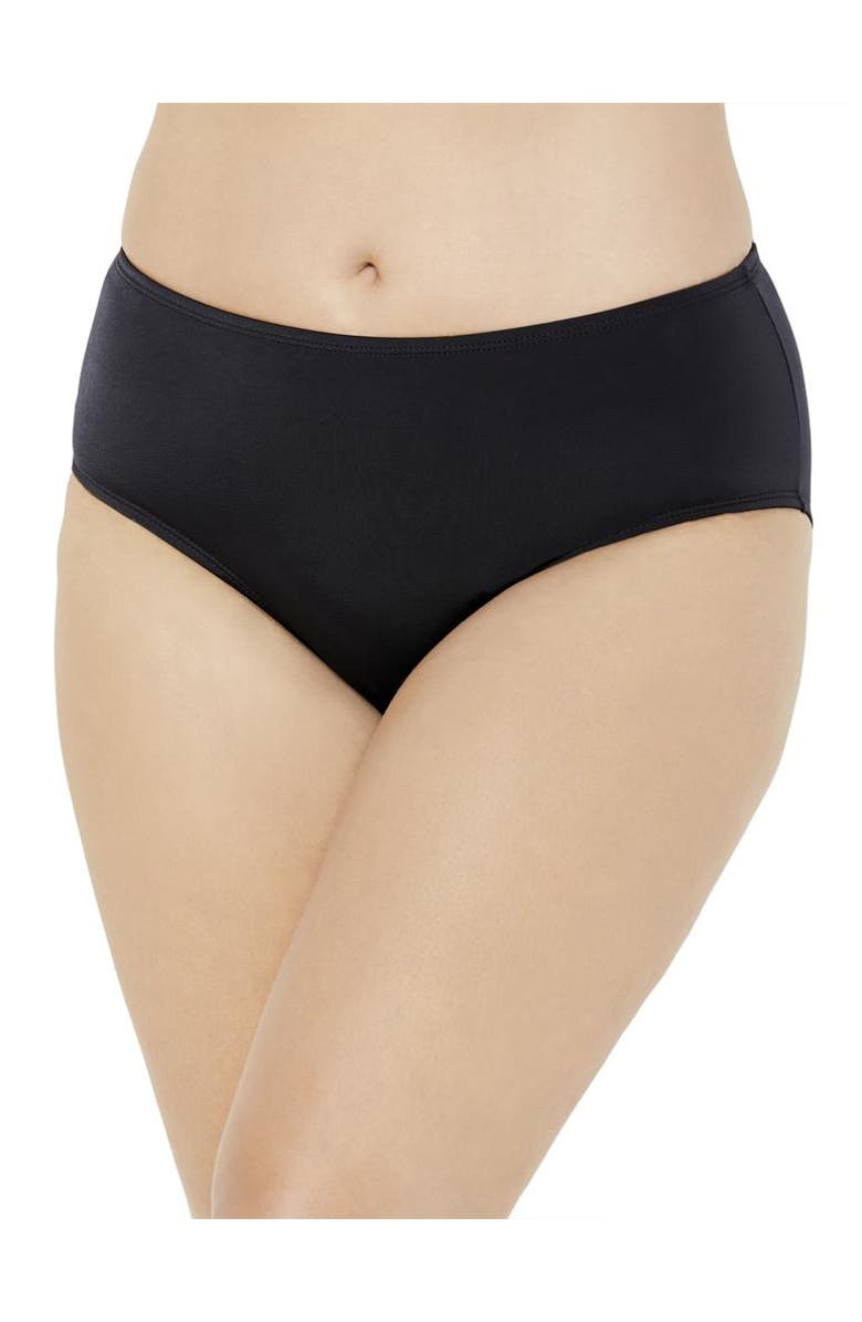 Swimsuits for All Mid-Rise Full Coverage Swim Brief, Main, color, Black