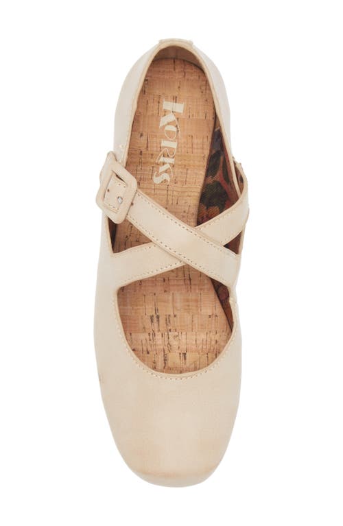 Korks Paige Crossover Mary Jane Flat In Cream