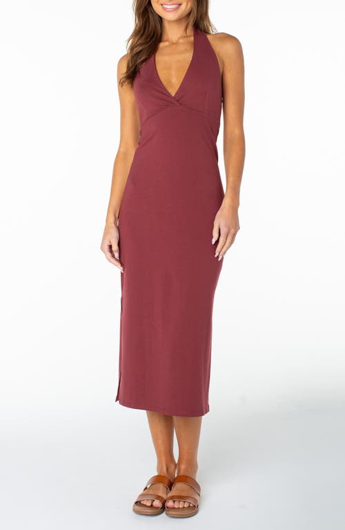 Roxy South Shore Stretch Cotton Midi Dress In Port