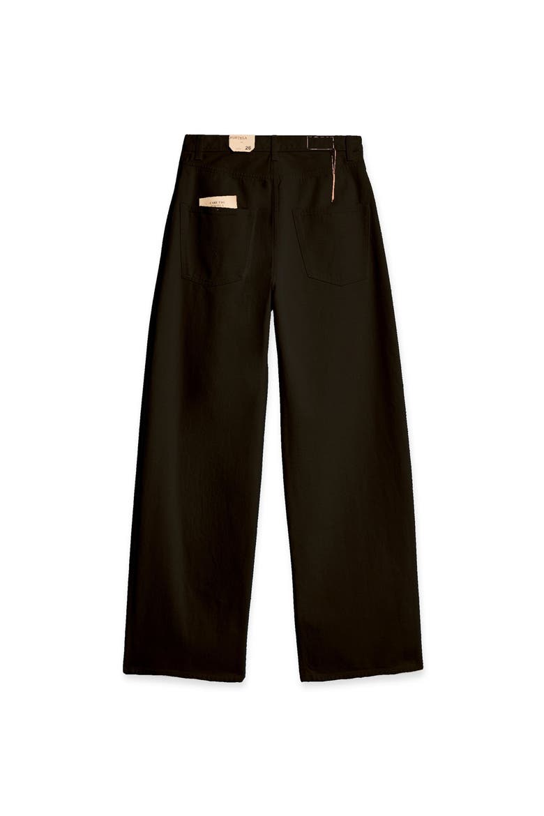 Jaron Wide-Leg Bull Cotton Trousers, Alternate, color, Black