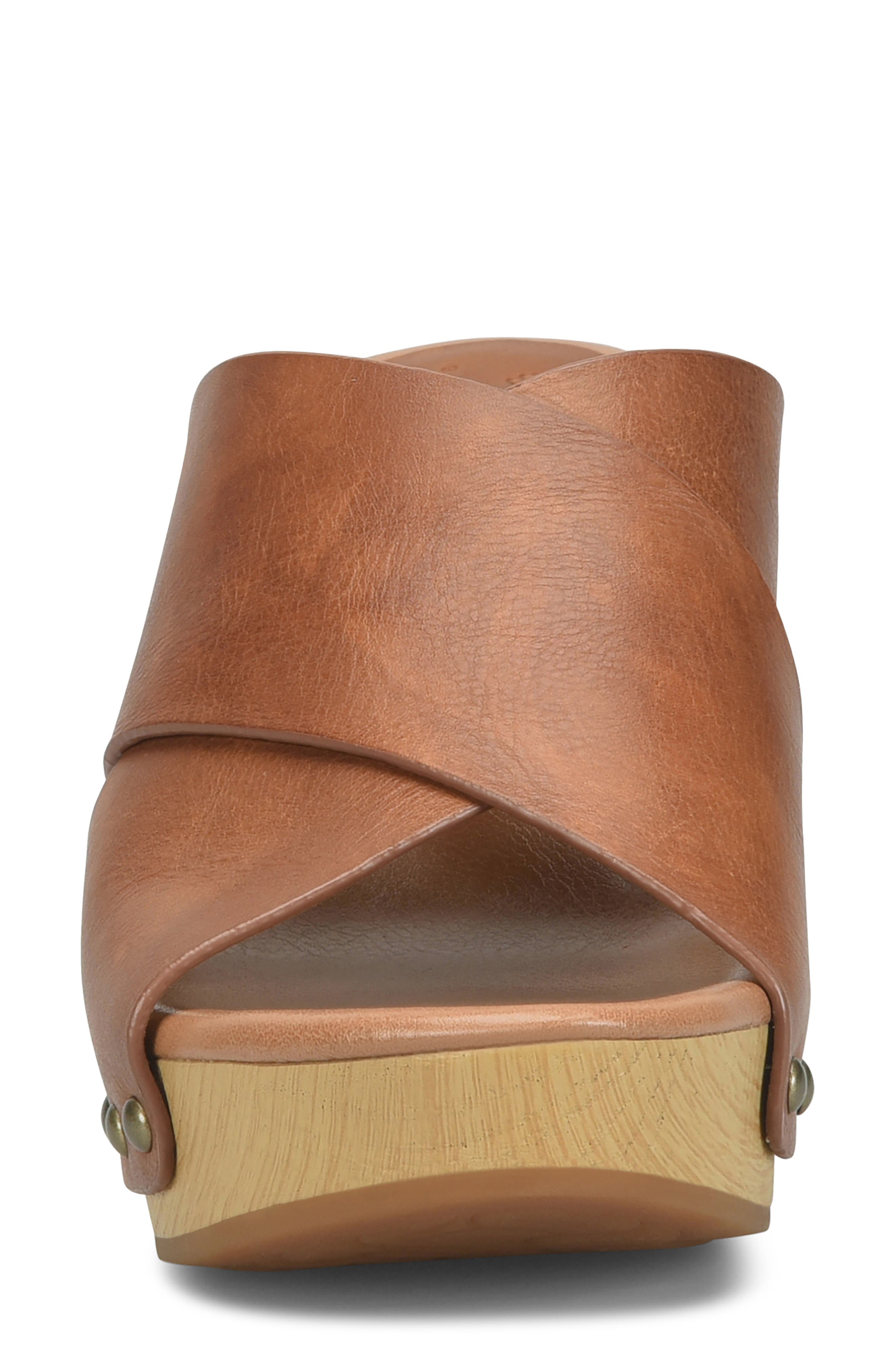 Gracie Platform Mule Sandal, Alternate, color, DARK TAN FULLGRAIN