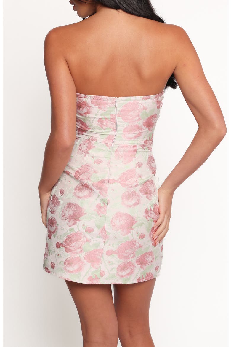 Fable Metallic Bow Strapless Cocktail Minidress, Alternate, color, PINK FLORAL