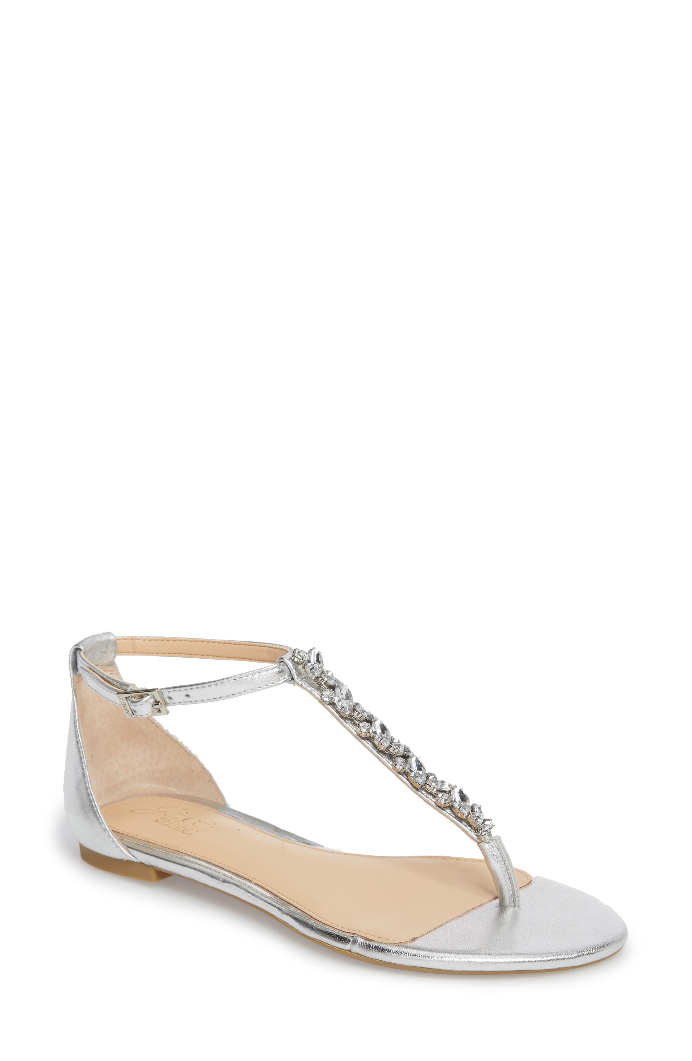 Jewel Badgley Mischka Carrol Embellished T-Strap Sandal, Main, color, 