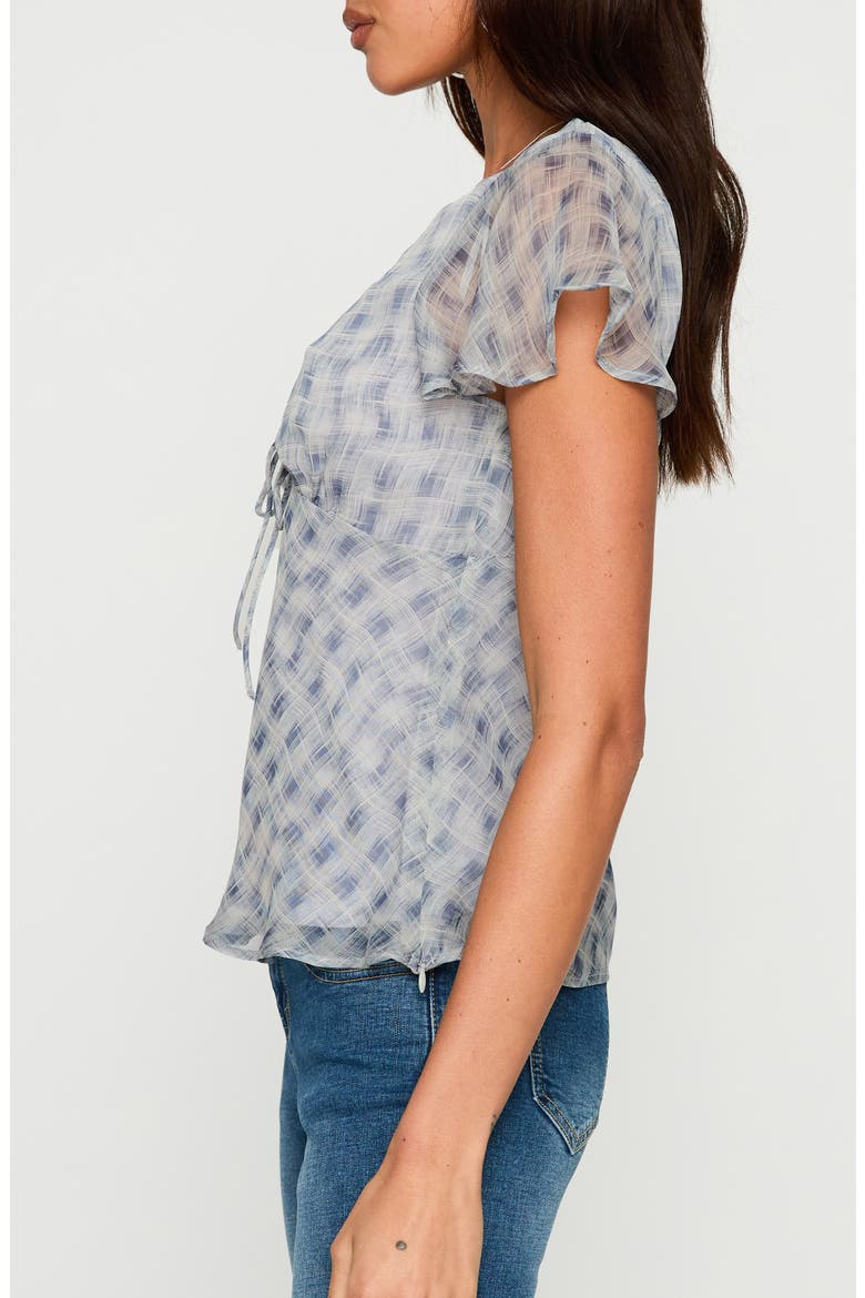 My Last Love Check Flutter Sleeve Top, Alternate, color, BLUE CHECK