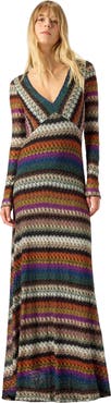 Missoni Flared Long Dress With V-neck And Long Sleeves