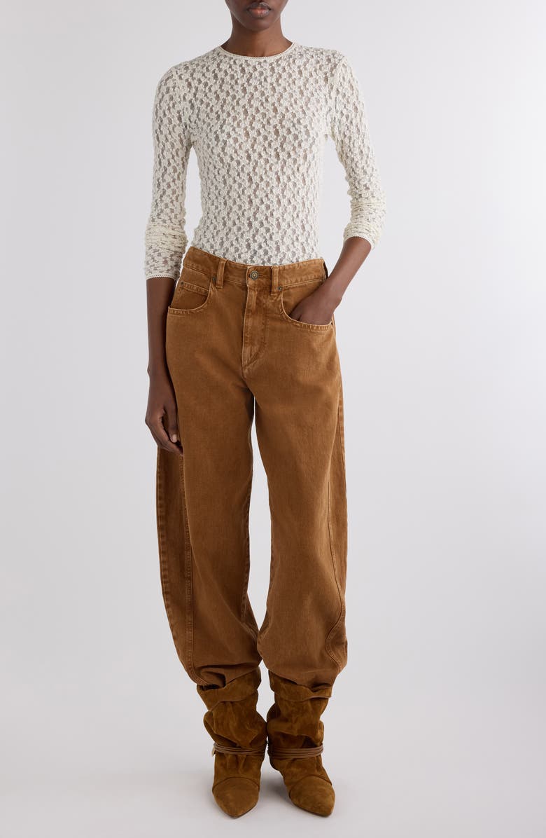 Isabel Marant Gaelle Stretch Lace Top, Alternate, color, Ecru