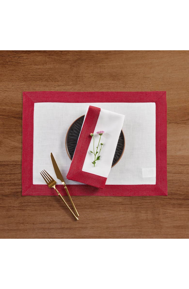 Solino Home Linen Dinner Napkins - Festive Edge, 20" x 20" Inch, Alternate, color, 