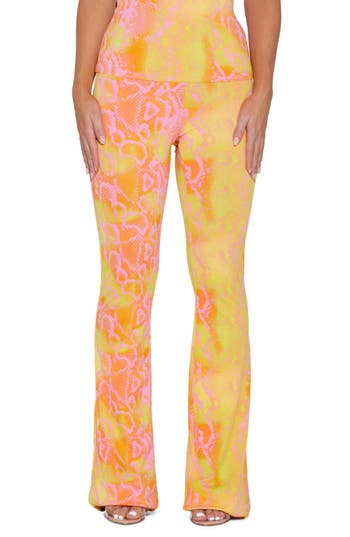 Naked Wardrobe The Boot Up Snakeskin Print Bootcut Pants
