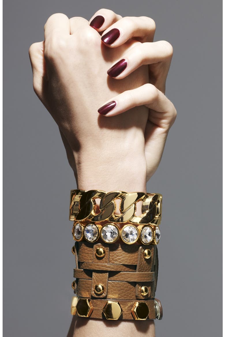 Studded Leather Bracelet, Alternate, color, WHITE/ SILVER