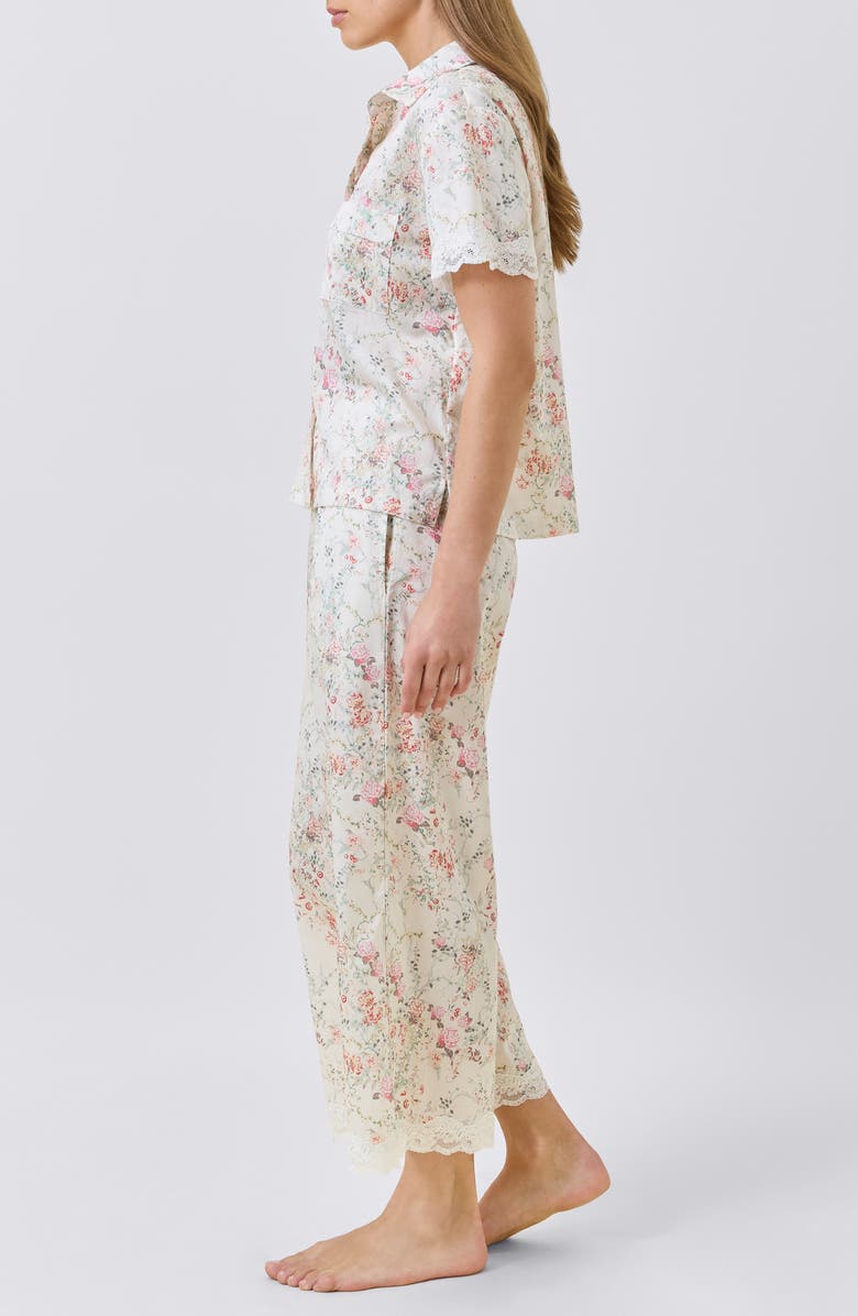 Papinelle Yolly Floral Lace Cotton Sateen Pajamas, Alternate, color, Ecru