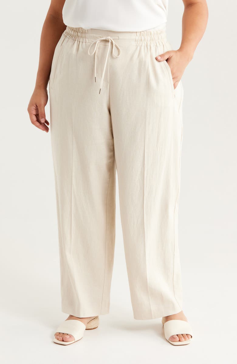 Jones New York Linen Blend Wide Leg Drawstring Pants, Main, color, 