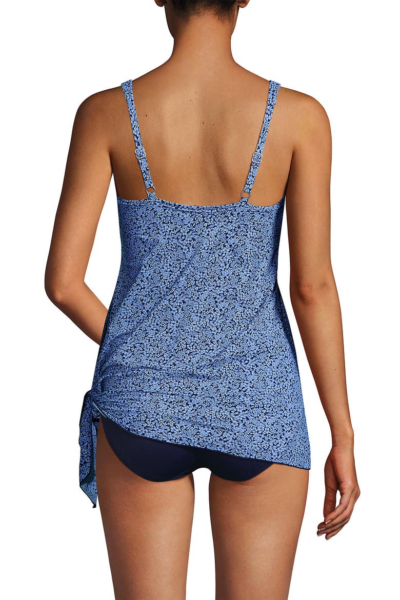 Slender Suit Fauxkini One Piece Swimsuit, Alternate, color, Cloud Blue/Navy Ditsy Lilies