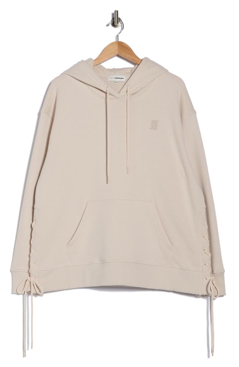 Faith Connexion Silicon Fleece Pullover Hoodie, Main, color, Crystal Gray/ Magnolia