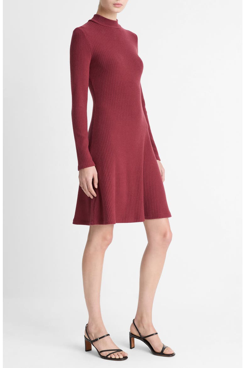 Cozy Rib Mock Neck Dress, Alternate, color, BORDEAUX