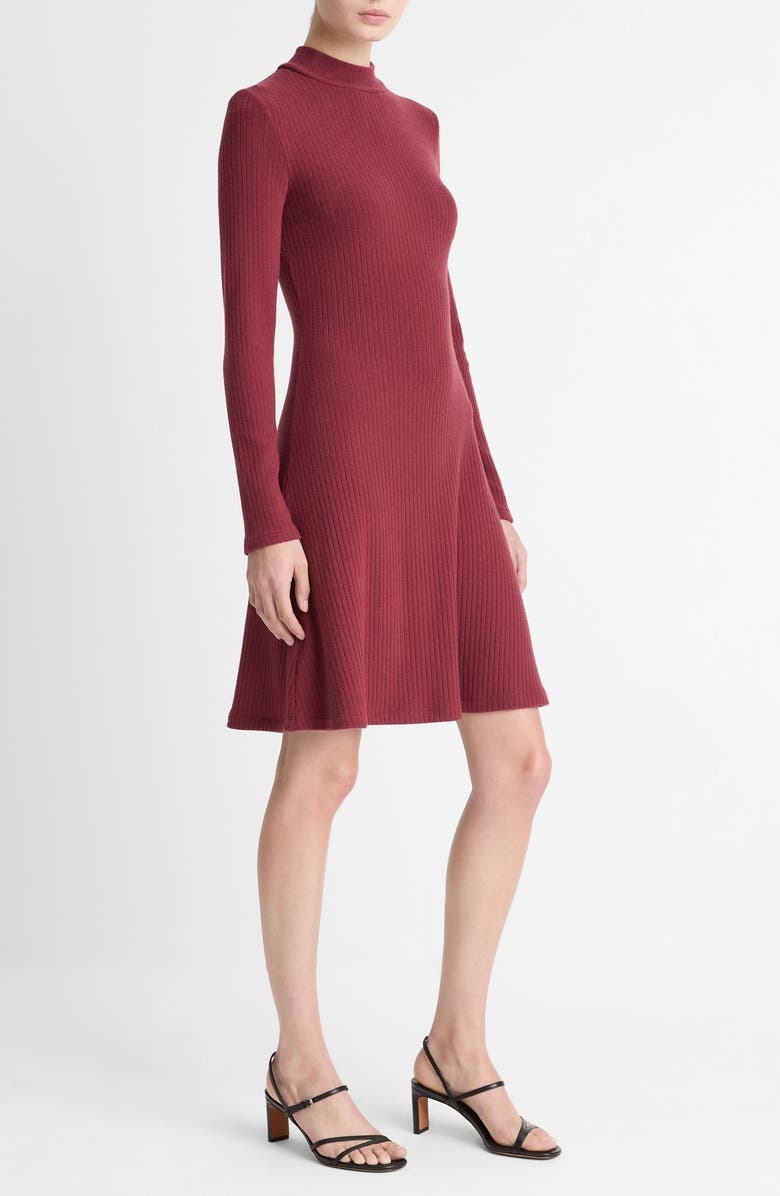Vince Cozy Rib Mock Neck Dress, Alternate, color, Bordeaux