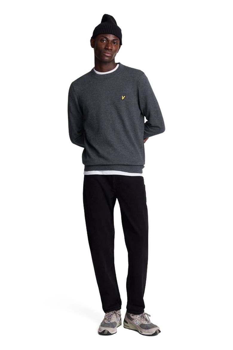 Cotton Merino Crew Neck Sweater, Main, color, Charcoal Marl
