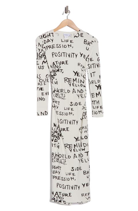 Script Long Sleeve Knit Dress