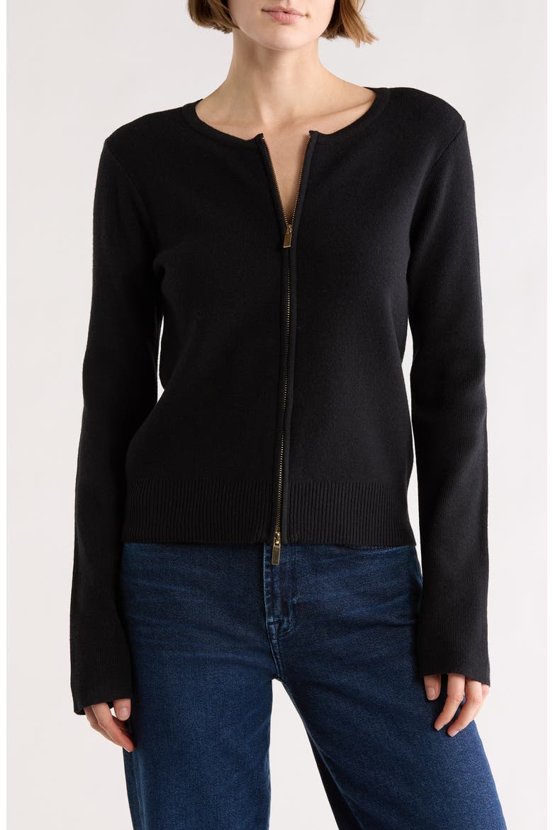 Tatum Zip Cardigan, Main, color, BLACK