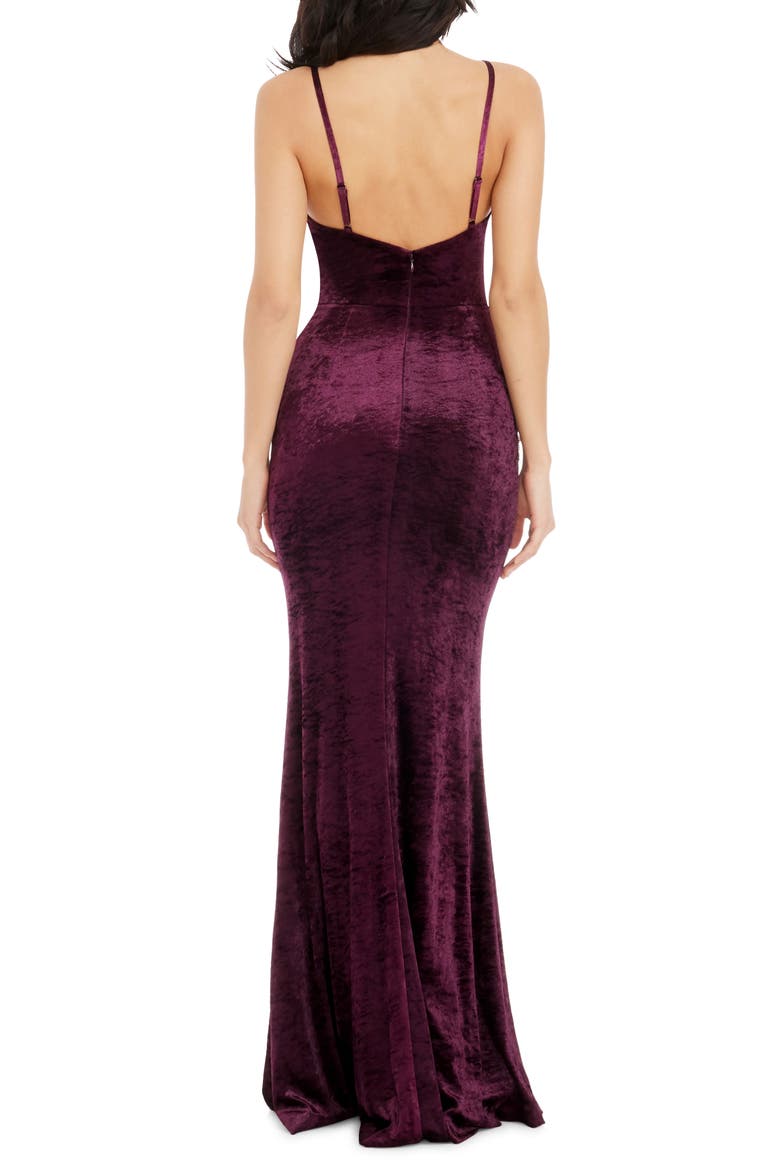 Giovanna Crystal Detail Velvet Mermaid Gown, Alternate, color, MIDNIGHT PLUM