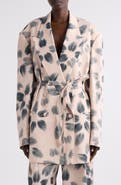 Dries Van Noten Blessy Floral Print Belted Double Breasted Blazer