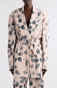 Dries Van Noten Blessy Floral Print Belted Double Breasted Blazer