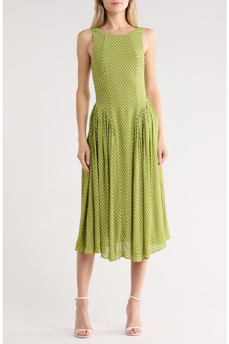 Polka Dot Sleeveless Maxi Dress, Main, color, MOSS POLKA-DOT