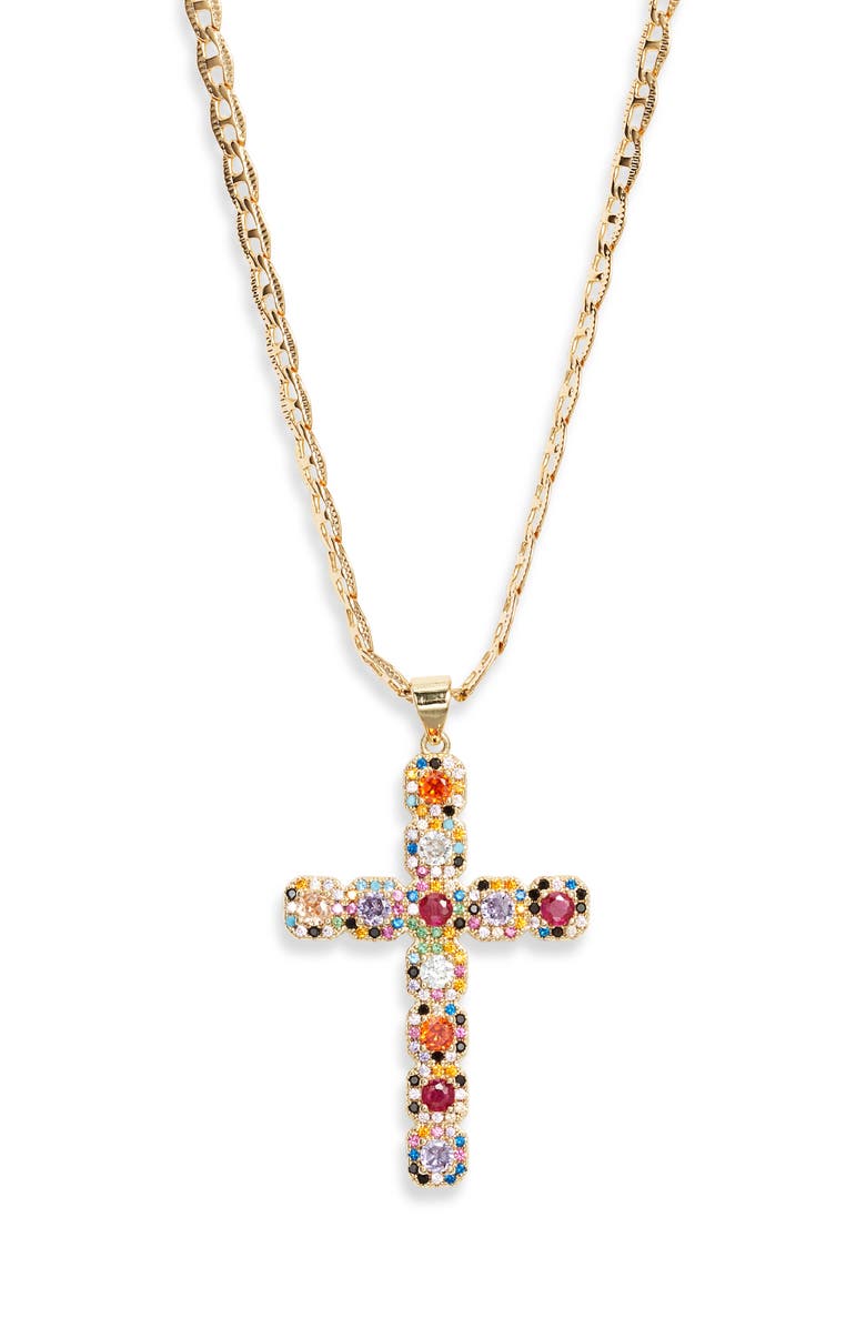 VIDAKUSH Fantasy Cross Necklace, Main, color, Gold/ Rainbow