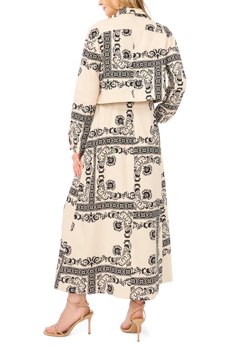 Print Sleeveless Maxi Dress with Jacket, Alternate, color, RICH BLACK 060