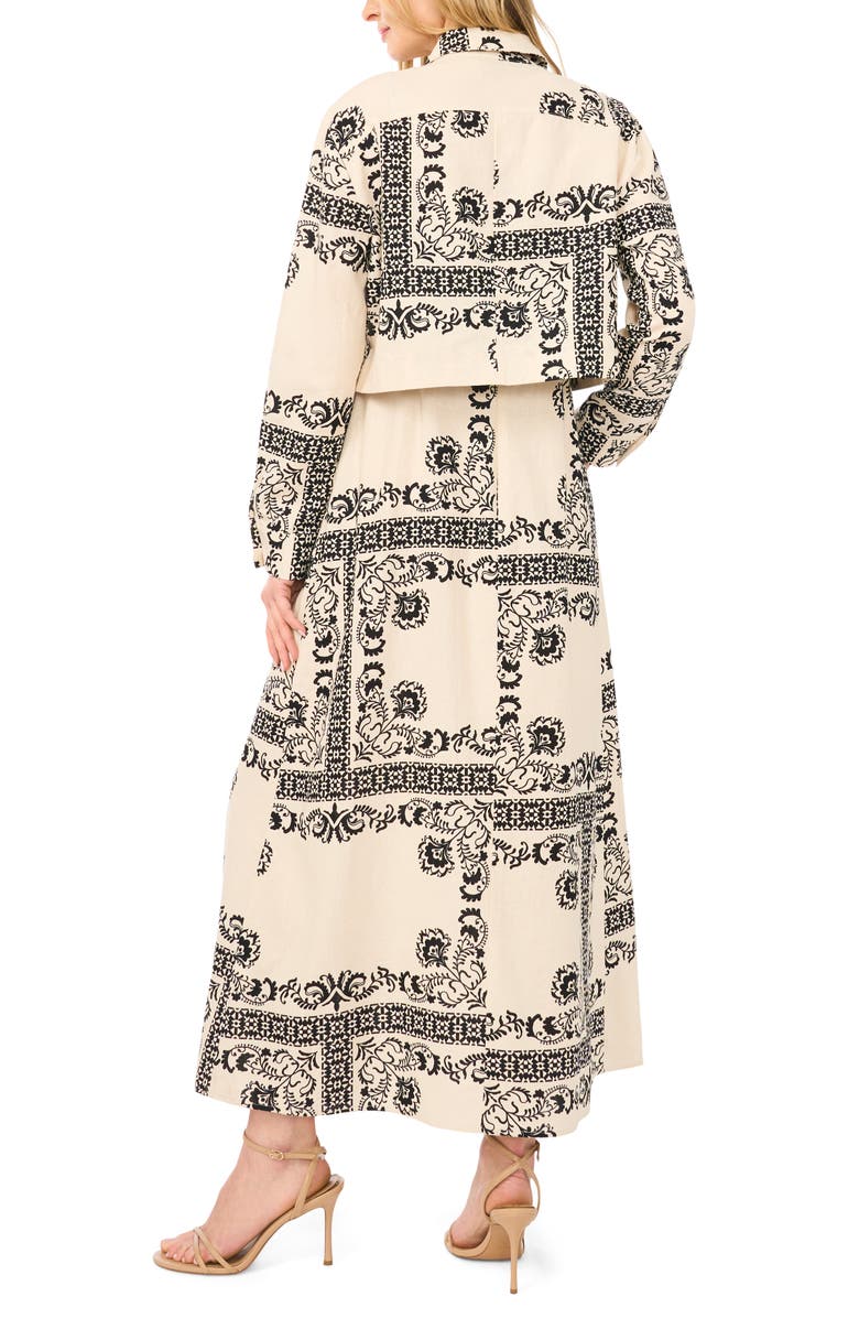 Halogen<sup>®</sup> Print Sleeveless Maxi Dress with Jacket, Alternate, color, Rich Black 060